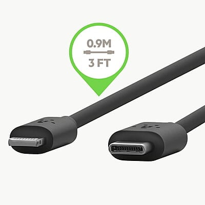 Belkin International Lightning Cable 2A 1m USB-C Cable with Lightning Connector Belkin International Lightning Cable 2A 1m USB-C Cable with Lightning Connector