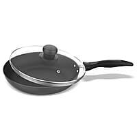 Preethi Dura Collection Non Stick Fry Pan, 24 cm, with Glass Lid, Gas & Induction Compatible