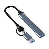 Portronics Mport 31 Pro – 4-in-1 USB Hub, Dual Plugs, compact design, supports multiple devices, high-speed data transfer, ideal for laptops and desktops, plug and play, durable and portable.