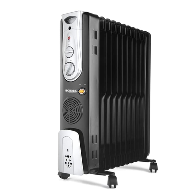Borosil Volcano 11 Fin OFR | 3 Power Heating Mode, 2900W Oil Filter Filled Radiator Room Heater | Noiseless Operation, PTC Fan | 2 Years Warranty, Black