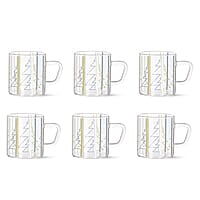 Borosil Vision Sintra Tea n Coffee Classic Mug Set of 6 Pcs 210 ml | Borosillicate Glass, Microwave Safe, Scratch Resistance, Lightweight | for Chai, Green Tea, Milk