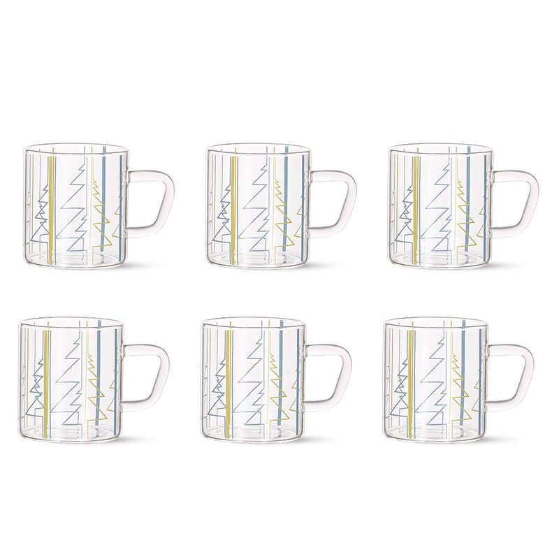 Borosil Vision Sintra Tea n Coffee Classic Mug Set of 6 Pcs 210 ml | Borosillicate Glass, Microwave Safe, Scratch Resistance, Lightweight | for Chai, Green Tea, Milk