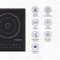 Crompton Instaserve 1900 W Induction Cooktop with Tactile Push Buttons