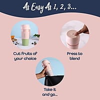 Wonderchef Plastic Nutri-Cup Portable Blender Usb Charging Rechargeable Blender 300Ml Pink