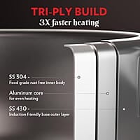 Borosil Triply Induction Base Inner Lid Stainless Steel Pressure Cooker, 5 L