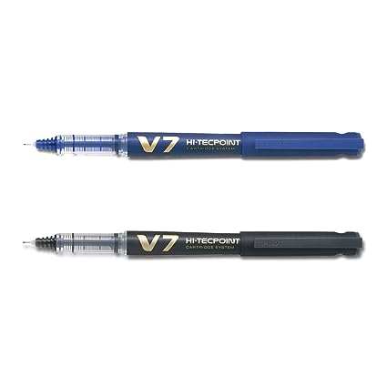 Pilot V7 Hi-tecpoint Pen with cartridge system - 1 Blue, 1 Black Pen,