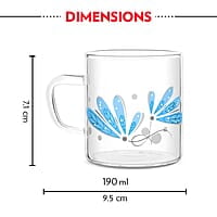 Borosil Vision Twilight Tea n Coffee Classic Mug Set of 6 Pcs 190 ml | Borosillicate Glass, Microwave Safe, Scratch Resistance, Lightweight | for Chai, Green Tea, Milk | Transparent