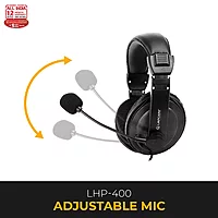 Lapcare LHP‑400 Multimedia USB Wired Headset with Mic | Over‑Ear Stereo Headphones with 40 mm Driver, HD Sound & 3‑Way Adjustable Mic – Ideal for Calls & Media
