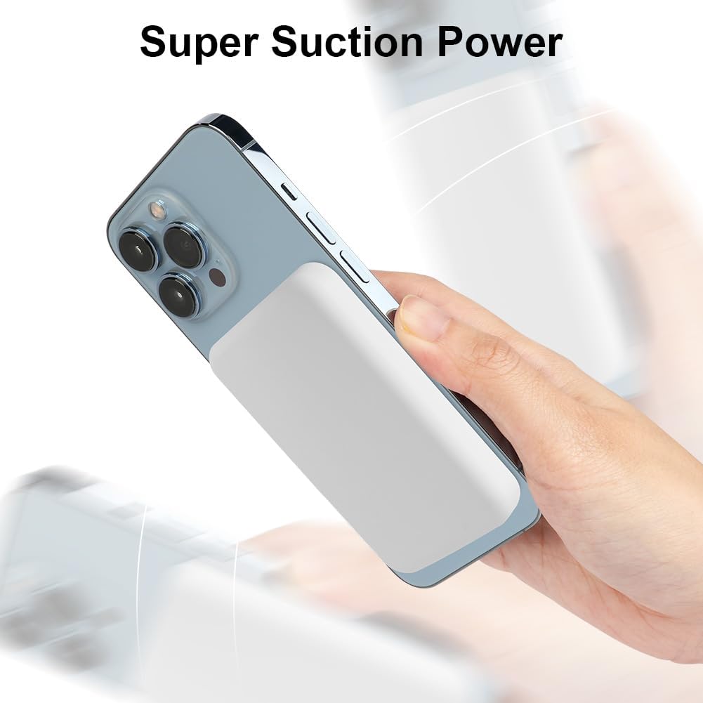 Champion Magnetic Wireless Power Bank , PD Fast Charging Sleek Design for iPhone 15, 14, 13 and 12 Series (White) Champion Magnetic Wireless Power Bank , PD Fast Charging Sleek Design for iPhone 15, 14, 13 and 12 Series (White)