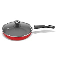 Preethi Dura Collection Non Stick Fry Pan, 24 cm, with Glass Lid, Gas & Induction Compatible