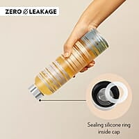 Borosil Artisan Series Glance 1000 ml Narrow Mouth Glass Bottle with Metal Lid | 100% Borosilicate, Fridge Safe, Leakproof, Easy to Carry | Store Water, Lassi, Juice, Smoothies | Dishwasher Safe