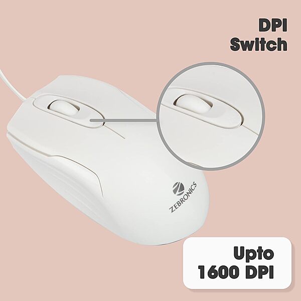 Zebronics Zeb-Judwaa 900 Wired USB Keyboard & Mouse Set – 12 Hotkeys | 800/1200/1600 DPI | UV Printed Chiclet Keys | Silent Usage | White