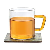 Borosil Vision 6 Pcs Tea n Coffee Borosillicate Glass 190 ml Classic Mug Set with Green Handle | Microwave Safe, Scratch Resistance, Lightweight | for Chai, Green Tea, Milk | Transparent