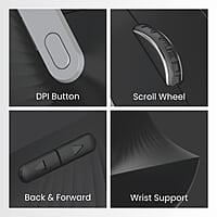 Portronics Toad Ergo Vertical Advanced Wireless Ergonomic Mouse 2.4Ghz, 6D Button, Wrist Support, Adjustable DPI Upto 1200, Supports Hand Posture