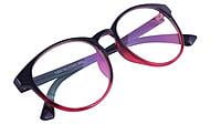 Unisex Oversized Round Spectacle Frame. Red & Black Color Frame.