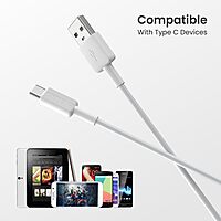 Portronics Konnect Link – Type-C Cable, 3A, 1M, White. Fast charging and data transfer, durable design, compatible with various devices, perfect for everyday use, reliable performance.
