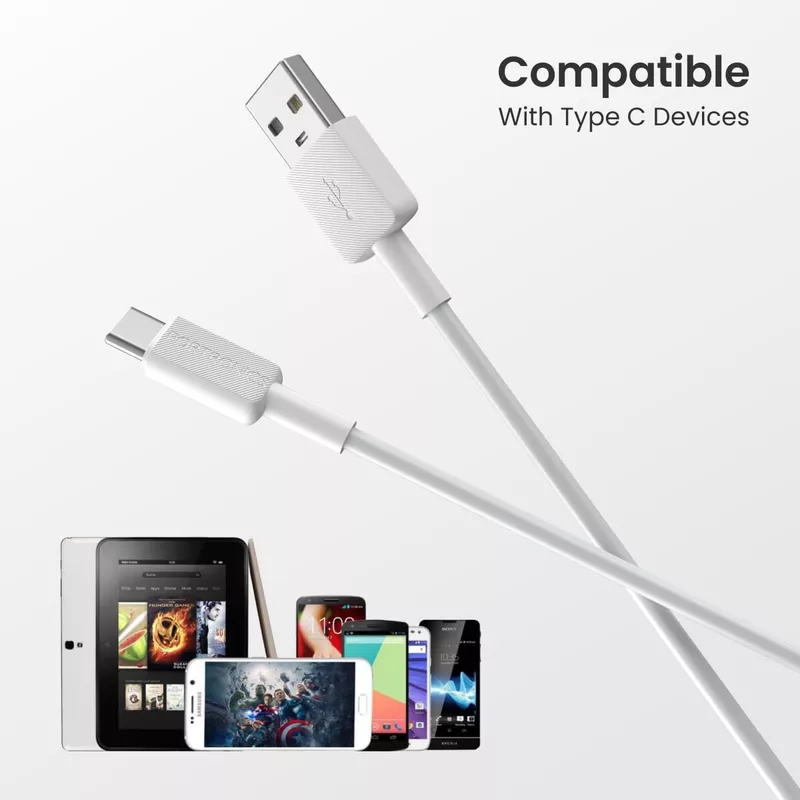 POR 1816 Konnect Link C-Lightning – 3A | Type-C to Lightning PVC Cable | 1M | White