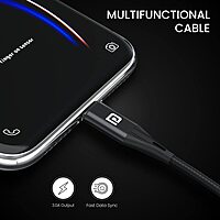 Portronics Konnect B+ 8-Pin USB Cable – 1M, 3A Fast Charging & Data Transfer, Durable Design, White