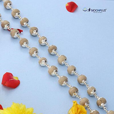 Pure Silver-Tied Tulasi Mala for Ayyappan Devotees