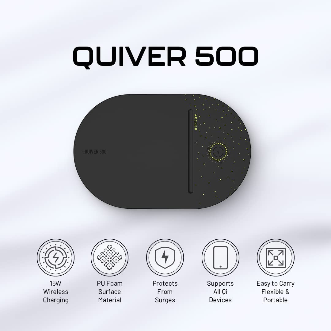 Archer Tech Lab Quiver 500 Gaming Mousepad, 15W Wireless Charging