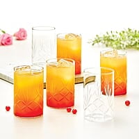 Borosil 350 ml Set of 6 pcs Meadow Vision Transparent Drinking Glass | Borosilicate Glass Tumblers for Water, Cold Drinks, Juice| Flame Proof, Microwave & Dishwasher Safe | for Daily use & Gifting