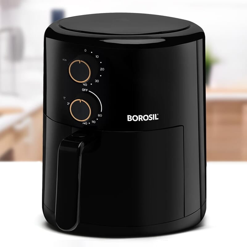 Borosil Best 3.5 L Capacity Air Fryer| 4 in 1 Function | Air Fryer for Bake, Grill, Roast, Reheat etc. | 90% Less Oil | 1450 Watt with 2 Years Warranty