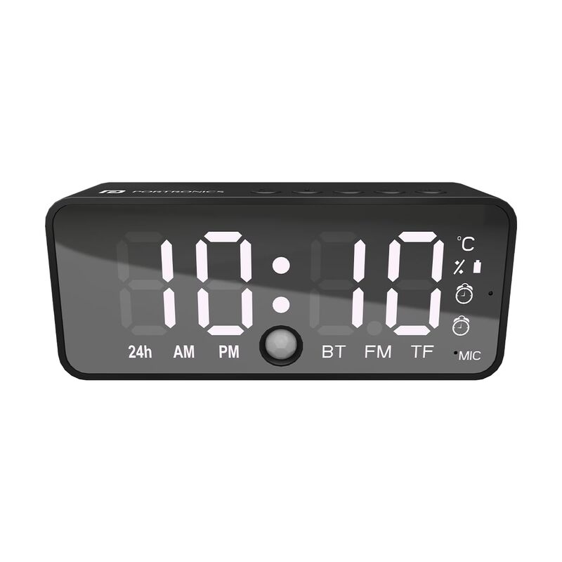 Portronics Pixel 4 Smart Clock features a sleek design with a 5W speaker, offering clear sound and vibrant display. Perfect for alarms, music, and smart home control, it enhances your space.
