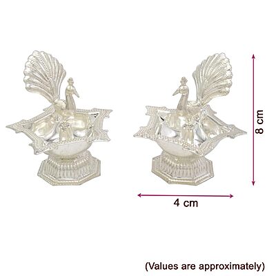 Silver Peacock Diya