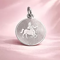925 Sterling Silver Sagittarius Zodiac Pendant for Men & Women | Archer Astrology Charm Necklace | Round Engraved Horoscope Jewelry
