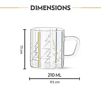 Borosil Vision Sintra Tea n Coffee Classic Mug Set of 6 Pcs 210 ml | Borosillicate Glass, Microwave Safe, Scratch Resistance, Lightweight | for Chai, Green Tea, Milk