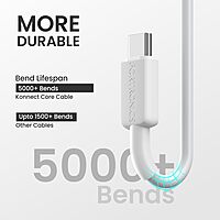 Portronics Konnect Link – Type-C Cable, 3A, 1M, White. Fast charging and data transfer, durable design, compatible with various devices, perfect for everyday use, reliable performance.