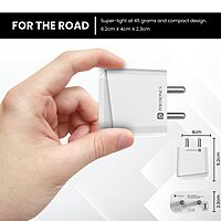 Portronics 10032 Adapto 41C Charger – 2.4A Single USB Port | Type-C Cable Included | White