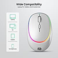 Portronics Toad IV Bluetooth Mouse with 2.4 GHz Wireless (Dual Connectivity), Rechargeable, Connect up to 3 Devices, RGB Lights, Adjustable Optical DPI for Laptop, PC, Tablet, Smartphone