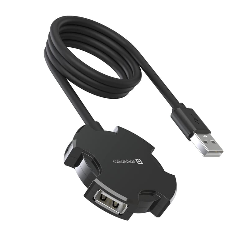 Portronics Mport 4C USB Hub (4-in-1), with 4 x USB 2.0 Ports, 1.2 Metre Long Cable and up to 480 Mbps High-Data Transfer Speeds