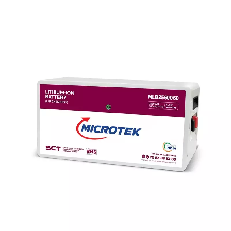 Microtek 100Ah 25.6V LiFePO4 Lithium Battery | MLB2560060 | 2.56kWh