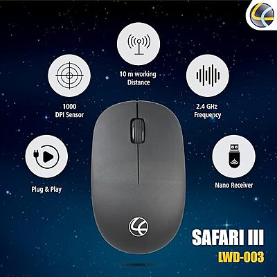 Open Box LAPCARE Safari 3 Wireless with 2.4 Ghz 1000 DPI and Optical Sensor Wireless Optical Mouse Open Box LAPCARE Safari 3 Wireless with 2.4 Ghz 1000 DPI and Optical Sensor Wireless Optical Mouse