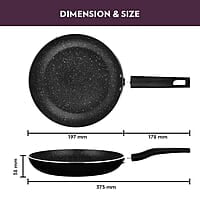 Borosil Granito Non-Stick Deep Fry Pan 2.5L, Induction Friendly, Granite Finish, PFOA-Free, 24 cm Diameter