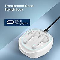 Portronics Twins S11 – Gaming TWS Earbuds, featuring Environmental Noise Cancellation (ENC) for immersive sound, sleek design in white, perfect for gamers seeking high-quality audio experience.