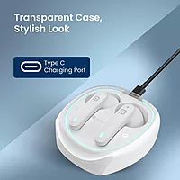 Portronics Twins S11 – Gaming TWS Earbuds, featuring Environmental Noise Cancellation (ENC) for immersive sound, sleek design in white, perfect for gamers seeking high-quality audio experience.