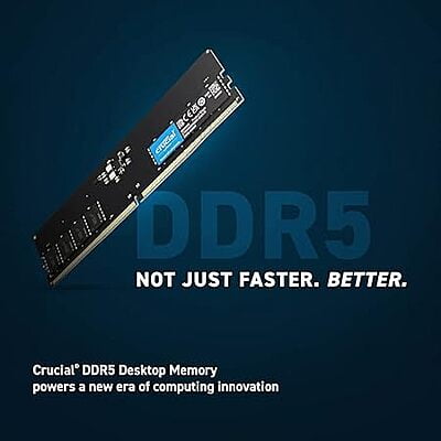 Crucial RAM 32GB DDR5 4800MHz CL40 Desktop Memory CT32G48C40U5 Black