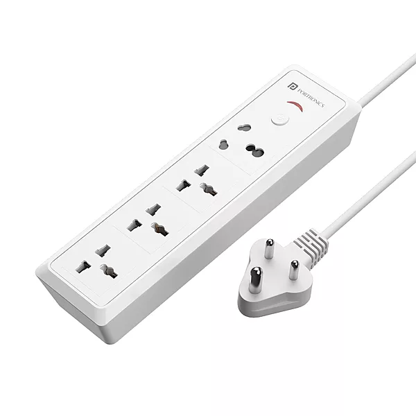 Portronics Power Plate 17 – 4 Sockets, 3840W, 3M Cord, Surge Protection, Compact Design, Ideal for Home & Office, Overload Protection, Durable Build, Convenient Power Solution for Devices.