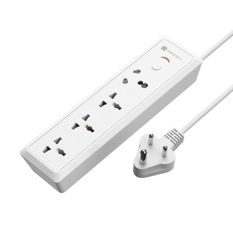 Portronics Power Plate 17 – 4 Sockets, 3840W, 3M Cord, Surge Protection, Compact Design, Ideal for Home & Office, Overload Protection, Durable Build, Convenient Power Solution for Devices.