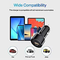 Ambrane 38W Fast Car Charger with Dual Output, Quick Charge 3.0 RAAP C38 A