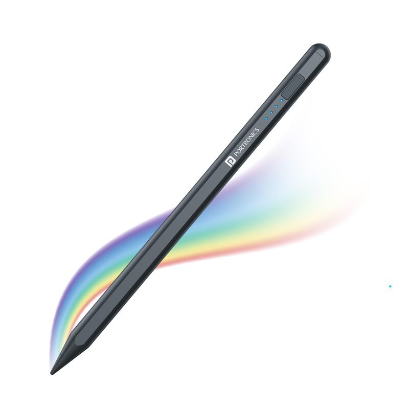 Portronics Glide A Rechargeable Stylus Pen for Android | Type-C | Magnetic | Black