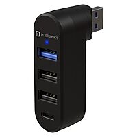 Portronics MPort Spin Black – 4-in-1 USB Hub, Type-C. Compact design, 4 ports for seamless connectivity. Ideal for laptops and devices. Fast data transfer and charging capabilities.