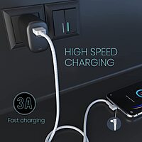 Portronics POR 1401 Konnect L USB-A to Lightning Cable – 3A | Nylon Braided | L-Shape | 1.2m White