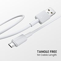 Portronics Konnect Link – Micro USB Cable, 3A, 1M White, durable and fast charging, perfect for smartphones and devices, tangle-free design, reliable performance, ideal for everyday use.