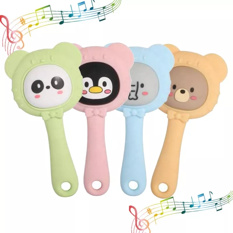 2-in-1 Musical Silicone Rattle Teether Toy