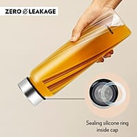 Borosil Prism Glass Bottle, 1L, Wide Mouth, Silver Metal Lid, 100% Borosilicate, Fridge Safe, Leakproof, Easy to Carry, Store Water, Lassi, Juice, Milk, Smoothies, Easy to Clean