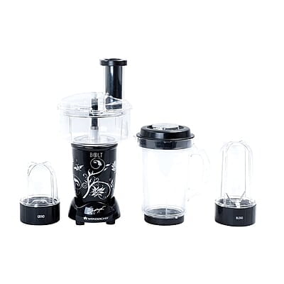Wonderchef Nutri-blend BOLT Food Processor & Atta Kneader 600W  22000 RPM 4 unbreakable jars Black